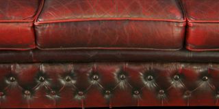 Vintage English Red Leather Chesterfield Sofa Couch