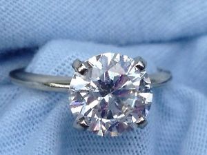 2 Carat Solitaire Round Cut Diamond Ring 14k White Gold 4 Prong Setting