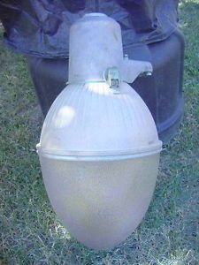Large Vintage GE Holophane Globe Industrial Street Light Outdoor Light Fixture