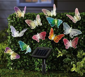 Outdoor Garden Decor Solar Lighted Fiber Optic Butterfly String Lights