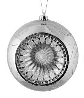 Dark Silver Retro Reflector Shatterproof Christmas Ball Ornament 8" 200mm