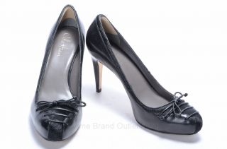Cole Haan Nike Air 9 5 Black Leather Lace Up Toe Pump Heel Calf Hair Shoe D35187