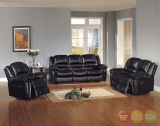 Sutton Black Leather Reclining Sofa Love Seat Living Room Furniture Set
