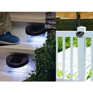 Solar Powered Door Fence Wall Stair Step Lights 8 LEDs Outdoor Garden Lighting