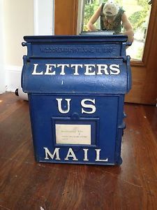 Vintage USPS Metal Cast Iron Dropoff Mailbox Antique Mail Box Garden on ...