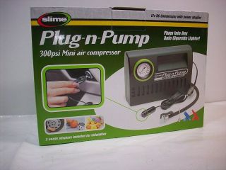 Slime 12 Volt Portable Pump Mini Air Compressor 300 PSI Tire Inflator