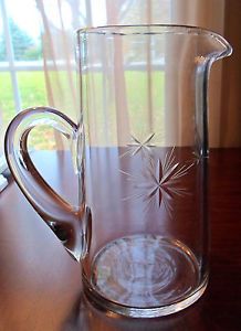 Vintage Mid Century Indiana Glass Bethlehem Star Water Cocktail Martini Pitcher