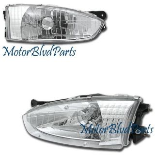 97 02 Mirage 2D Crystal Clear Headlights Headlamps Pair