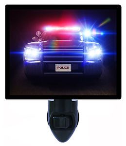 Night Light Police Squad Car with Flashing Lights Police Officer