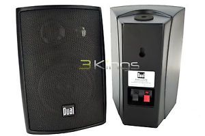 New Pair Dual LU43PB 4" 3 Way 100W Indoor Outdoor Speakers Black 100 Watt