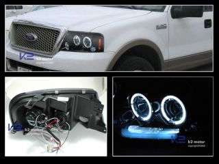 Glossy "Piano Black" 04 08 Ford F150 LED Halo Projector Headlights