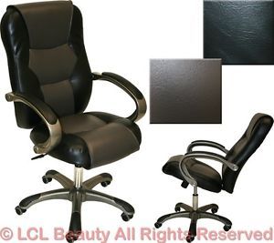 High Back Executive Two Tone Black Gray Leather Ergonomic Computer Office Chair