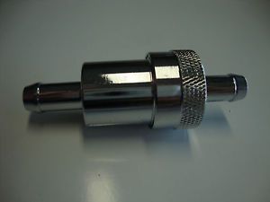Chrome Fuel Filter 3 8" Inlet Outlet Inline Fits Chevy Ford Mopar Hot Rods