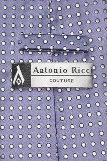 Antonio Ricci Necktie Handkerchief Cadet Blue w Cream Polka Dots Men's Tie Set