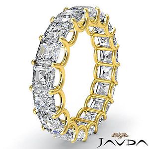 Asscher Prong Set Diamond Eternity Wedding Band Women Ring 18K Yellow Gold 3 5ct