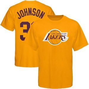Los Angeles Lakers 32 Magic Johnson Men's Name Number Player T Shirt Yellow