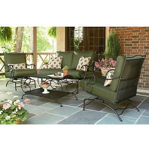 4 PC Wrought Iron Patio Set Outdoor Garden Lawn Yard Pool Lounge Deck Furniture