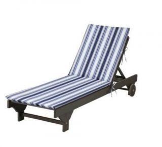 Blue White Stripe Outdoor Replacement Chaise Lounge Cushion Patio Garden Deck