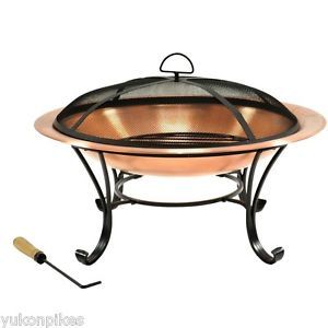 29" Copper Finished Steel Outdoor Patio Wood Fireplace Fire Pit