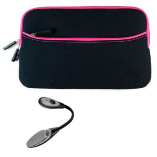 Soft Sleeve Case Cover Black w Pink LED Book Light Barnes Noble Nook Touch
