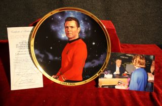 Scotty Star Trek Plate 25th Anniversary and Book Autographed by James Doohan