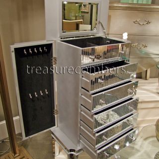 Art Deco Mirrored Jewelry Box Cabinet Armoire Chic