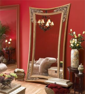 XL Antique Gold Wall Floor Mirror Filigree Design Leaner Large 82"