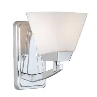 New 1 Light Wall Sconce Lighting Fixture Chrome Frosted Opal Glass
