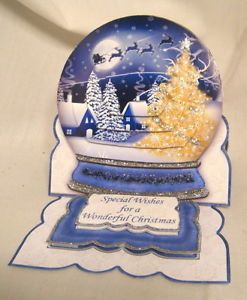 Handmade Greeting Card 3D Winter Scene Snow Globe