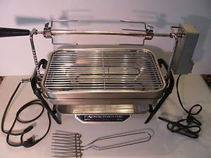 Farberware Rotisserie Stainless Steel Electric Small Patio Grill Indoor Outdoor