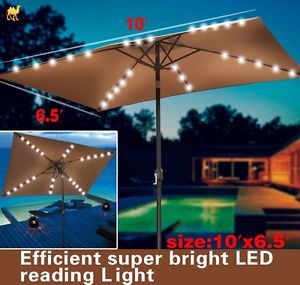 10'x6 5' Outdoor Solar Powered 26 LED Lights Patio Umbrella Rectangle Sunshade