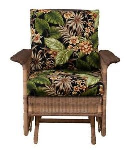 Outdoor Wicker Deep Seat Chair Cushion Set Patio Black Green Tropical Floral