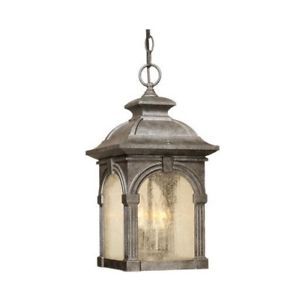Bml 3 Light Outdoor Pendant Lighting Fixture Pewter Clear Seeded Glass