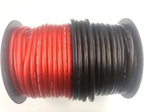 50 ft AWG 4 Gauge Total 25' Black 25' Red Car Audio Power Ground Wire Cable