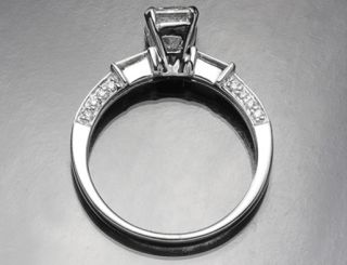 1 42 Ct Asscher Baguette Cut Certified Diamond Engagement Ring 18K White Gold
