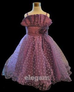 Purple Polka Wedding Flower Girls Dress Pageant Gown Size 12 Age 11 13 Years