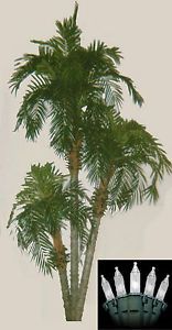 8' Artificial Phoenix Palm x3 Tree Plant Bush Pool with Christmas Lights Deck