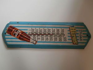 VINTAGE HIRES ROOT BEER THERMOMETER TIN SIGN NUMBER 46 CLEAN 8X27 IN