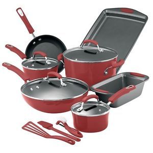 New Rachael Ray Coupons Recipes Cookbook 14 Piece Cookware Set Bakeware Pots Red