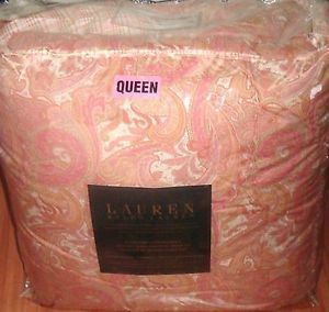 New 4pc Ralph Lauren Paisley Pink Queen Comforter Set Sham Bedskirt Floral Plaid