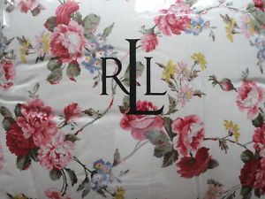 Ralph Lauren Off White Red Floral Blue White Check Queen Comforter Set 4pc