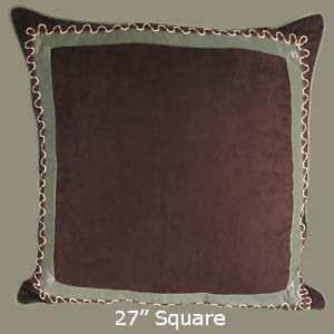 Croscill Ashwin 2 Euro Pillows Sage Brown Velvet Complete Pillows not Shams 27"
