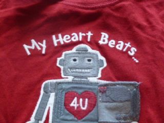 Gymboree Valentine's Day Red Shirt Robot My Heart Beats 4U Size 6 12 mos New