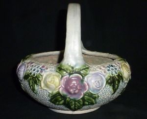 Antique 8" Roseville Pottery Rozane 1917 Basket Vase 51051
