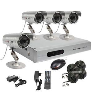 8CH 8 Channels Home Video Surveillance CCTV DVR Security System 4 Color Camera