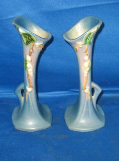 Pair of Vintage Roseville Art Pottery Snowberry Vases 1BV