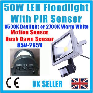 50W High Power LED Security PIR Sensor Flood Light IP65 Waterproof Outdoor Lamp