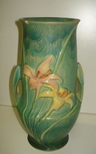 Vintage Roseville Pottery Zephyr Lily Green Vase 138 10