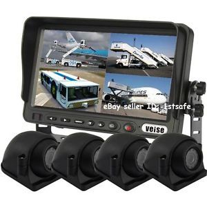 School Bus 7" Quad Monitor Rear View Backup System Side View Camera