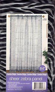 New Black Gray Zebra Stripe Sheer Curtains Pair 84L Animal Print